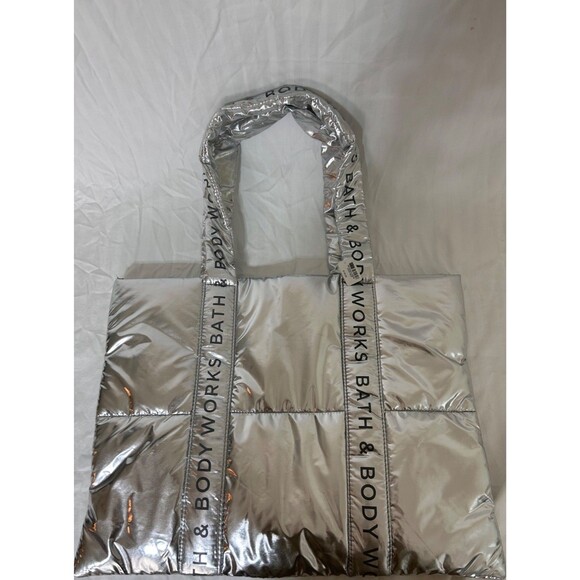 NWT Bath & Body Works 2024 Black Friday Large Silver Shiny Puffer Tote Bag - Picture 8 of 8